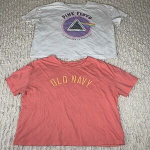 Womens Size Small Crop Top Graphic T-Shirt Bundle Old Navy Pink Floyd